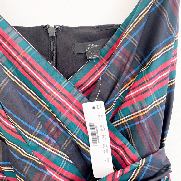 J. Crew Stewart Tartan Plaid Faux Wrap Ruffle Midi Dress 16 NWT - Picture 6 of 10